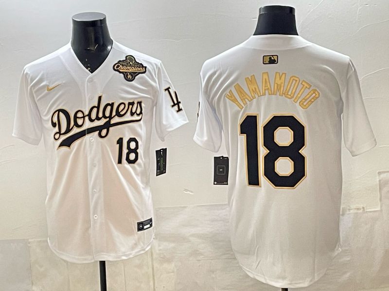 Men 2026 Nike Los Angeles Dodgers #18 Yamamoto White Game MLB Jersey 09->los angeles dodgers->MLB Jersey